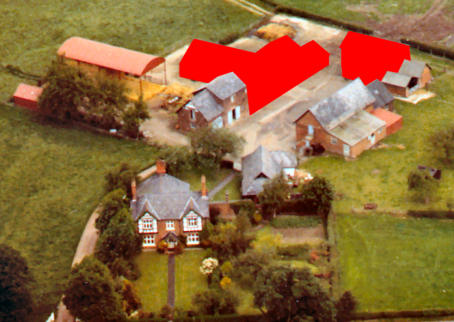 The shippons shaded red - circa 1970 