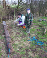 Dr Lageard examines the timber watched by James
