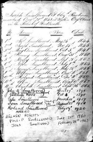 Extract from family Bible