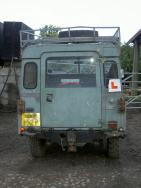Rear of landrover with 'L' Plate