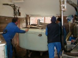 The large milk tank is removed