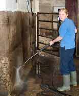 Natalie with power washer