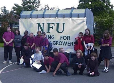 Staff and pupils at Roundwood School. Wythenshaw