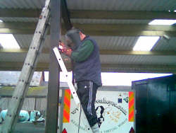 Sean welding on the "cleats"