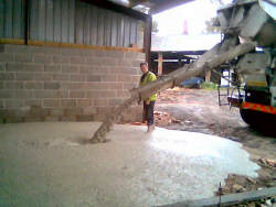 First pour of concrete